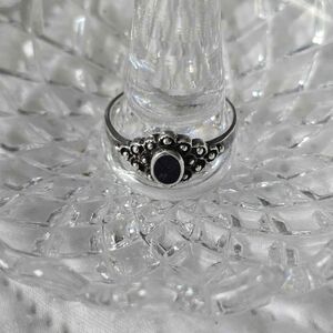 Silver Size 8 Black Onyx Ring